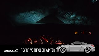 POV Drive through Snowy Winter Forest | Nissan 350z