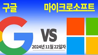 (2024년 11월 22일자) 구글 VS 마이크로소프트. 승자 발표 2:22. 각각의 주식을 매일 똑 같은 금액, 10달러어치씩 매수. (가상투자 아님) 현재 누가 더 수익을?