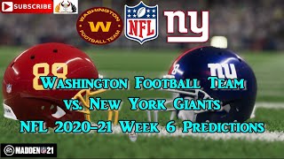 Washington Football Team vs. New York Giants | NFL 2020-21 Week 6 | Predictions Madden NFL 21