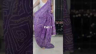 Violet Resham Bandhani Print saree teamed up with White sleeveless croptop