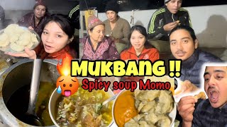 जाडो मौसममा तात्तातो chicken Momo mutton legsoup spicy अचार mukbang with family || Dampsey