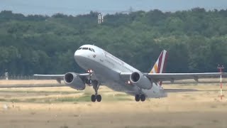 Dusseldorf airport - plane takeoff and planes land