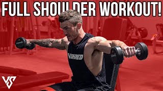 Full Shoulder Workout For Boulder Shoulders Dumbbells & Barbells ONLY! | V SHRED