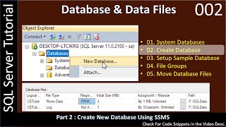 Create Database | Part 2 - New Databases | SQL SSMS TSQL Tutorial #002