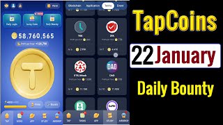 Tap Coin Daily Bounty 22 january | Tap Coin Daily Combo Today 22 january easy science NTU