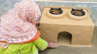 How to make 2 in 1 low smoke Village Chulha with Clay ।  Mud stove Making। Chulha Technique #viral