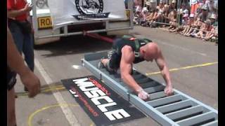 world record attempt truck pull strongman eben le roux