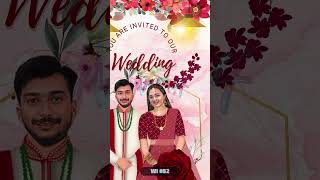 Floral Red Hindu Wedding Invitation WI #52 | Digital Caricature E-Vite  #floralweddinginvitation