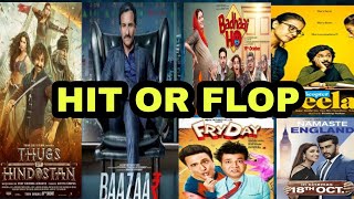 HIT OR FLOP | BOX OFFICE COLLECTION OF MOVIE  THUGS OF HINDOSTAN, BAAZAAR, BADHAAI HO, FRYDAY 2018