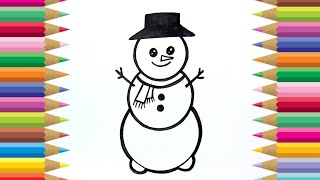 Snowman drawing | Christmas drawing | Easy Drawings Of Cute Things And Animals Easy To Draw