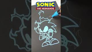Glow Effect Drawing SONIC - FNF Bad Time But with Posca Markers #Shorts
