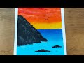 How to draw Easy Beach Sunset/Oil pastel drawing