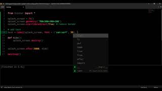 create a splash screen using python tkinter