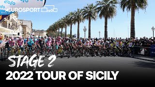 Thrilling 5-rider sprint to a stage win! | 2022 Tour of Sicily - Stage 2 Highlights | Eurosport