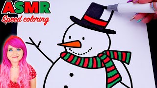 ASMR Speed Coloring a Snowman (ASMR Coloring Sounds \u0026 No Talking)