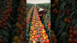 The process of harvesting fresh tomatoes from the farm