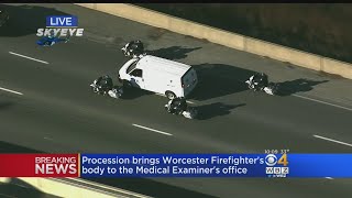 Procession For Fallen Firefighter Christopher Roy Heads To Boston
