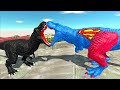 DARK T-REX vs SUPERMAN T-REX DEATH CLIMB - Animal Revolt Battle Simulator