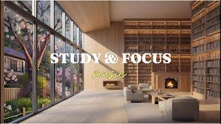 Focus, Study Music in a Cozy Library | Relaxing Lo-fi Jazz \u0026 Piano Ambience with Sakura Views 🌸