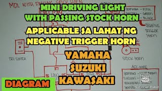 Mini Driving Light with passing stock horn Negative trigger horn