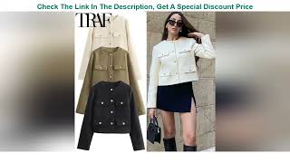 TRAF Woman Outerwears Autumn Long Sleeve Cropped Jacket For Women Winter Button Demi-Season Sho