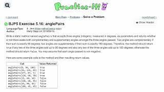 Java Practice It | Exercise 5.16: anglePairs | if, else, Boolean logic, method basics, return