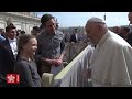 pope francis meets greta thunberg during the general audience