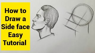 How to draw a face side view male Face Drawing with basics EASY tutorial step by step for beginners