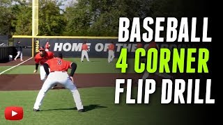 Baseball Infield Skills and Drills - 4 Corner Flip Drill - Ball State University Coach Rich Maloney