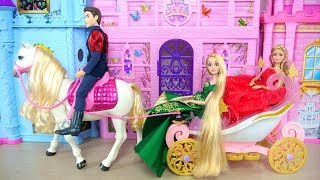 Princess Barbie Rapunzel Pink Castle Bedroom Morning Routine Kamar Puteri Barbie Princesa Quarto