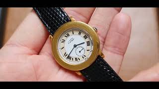 1990 Cartier 'Must de' Ronde with Roman Numerals in 925 Sterling Silver Gilt Vermeil Case Model 1810