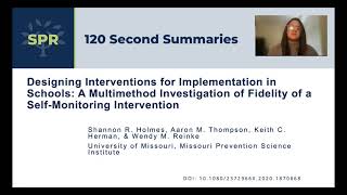 Designing Interventions for Implementation in Schools - Holmes et al. - SPR120SS