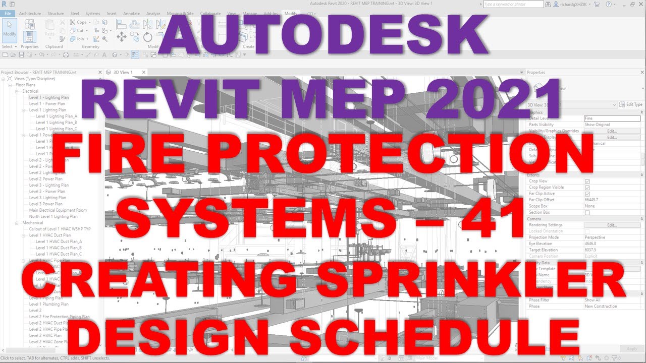 REVIT MEP 2021 - FIRE PROTECTION SYSTEMS - 41 CREATING A SPRINKLER ...