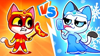 ❄️ Cold Food VS Hot Food🔥Baby Learning Opposites Challenge + More Animated Stories 😻 Purr-Purr