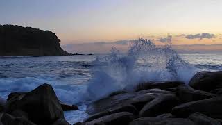 磯の波の音　日の出　1時間50分【日本】/ Sound of waves on a rocky shore of Izu,Japan / Sunrise sea / 1hour 50min