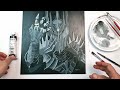 making art with schmincke random grey oil paint monochrome fan art painting of sauron