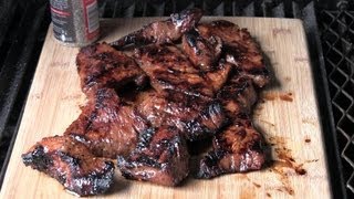 SmokingPit.com - Grilled Sesame Soy Beef Tri Tip grilled on the Scottsdale Santa Maria Wood Pit