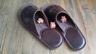 Тапочки ручной работы из кожи своими руками. Как сделать? Leather slippers with your own hands.