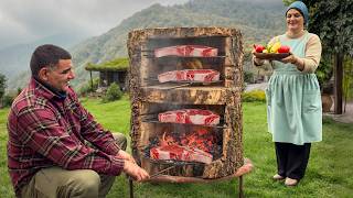 Rustic Coffee-Infused Steaks Cooked in the Village!