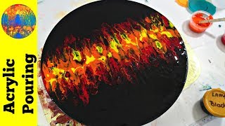 Stunning Fire Scene with Acrylic Pouring and Blowing on a Vinyl Record