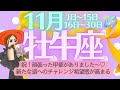 【牡牛座♉️さん💖11月】㊗️‼️頑張った甲斐がありました🎉新たな道へのチャレンジ希望感高まる✨🍀✨