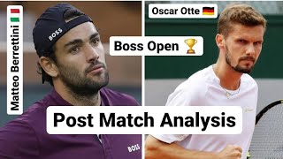 Matteo Berrettini vs Oscar Otte Stuttgart Open 2022 | Berrettini vs Otte Hindi Post Match Analysis