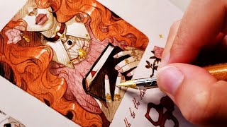 ❦ Vintage Romance - Ink and Polychromos pencils illustration process // tools and tips