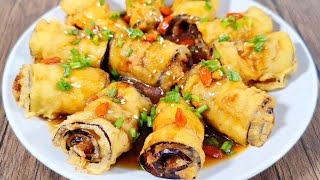 Chinese food: how to make the secret sweet and sour crispy eggplant meat roll?