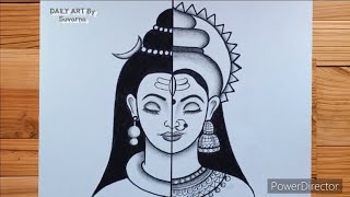 Mahashivratri  Special Shiv Parvati Drawing Easy | Mahadev Drawing | Shiv Parvati Drawing