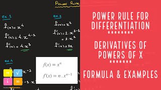 Power Rule for Differentiation - Finding the Derivative of a Power of x - Formula and Examples