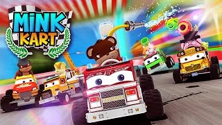 Monster Truck School Bus Fire Truck Construction Toy Truck Cars Race go Kart Racing Kids Animation
