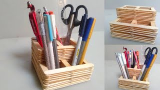DIY Pen Holder/Pencil Holder Stand Using Ice cream Sticks | Popsicle Stick Crafts | DIYStudio