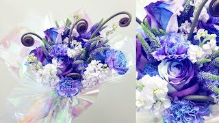 花束包裝｜2019年DIY母親節紫色系花束包裝Purple bouquet wrapping｜Nicole花藝教室