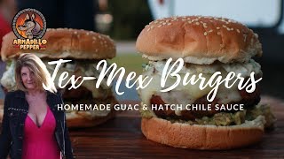 Tex-Mex Burger Recipe with Hatch Green Chile Sauce and Homemade Guacamole